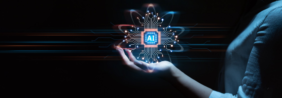 hand holding an imaginary representation of AI
